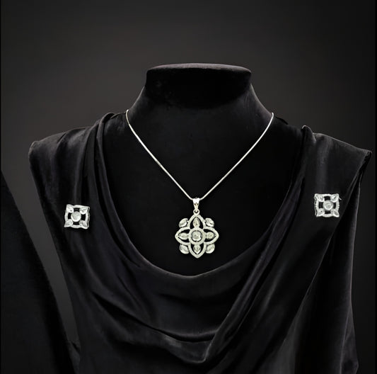 Trendy Floral Diamond Look Pendant with Chain | Festive & Casual Wear Jewellery