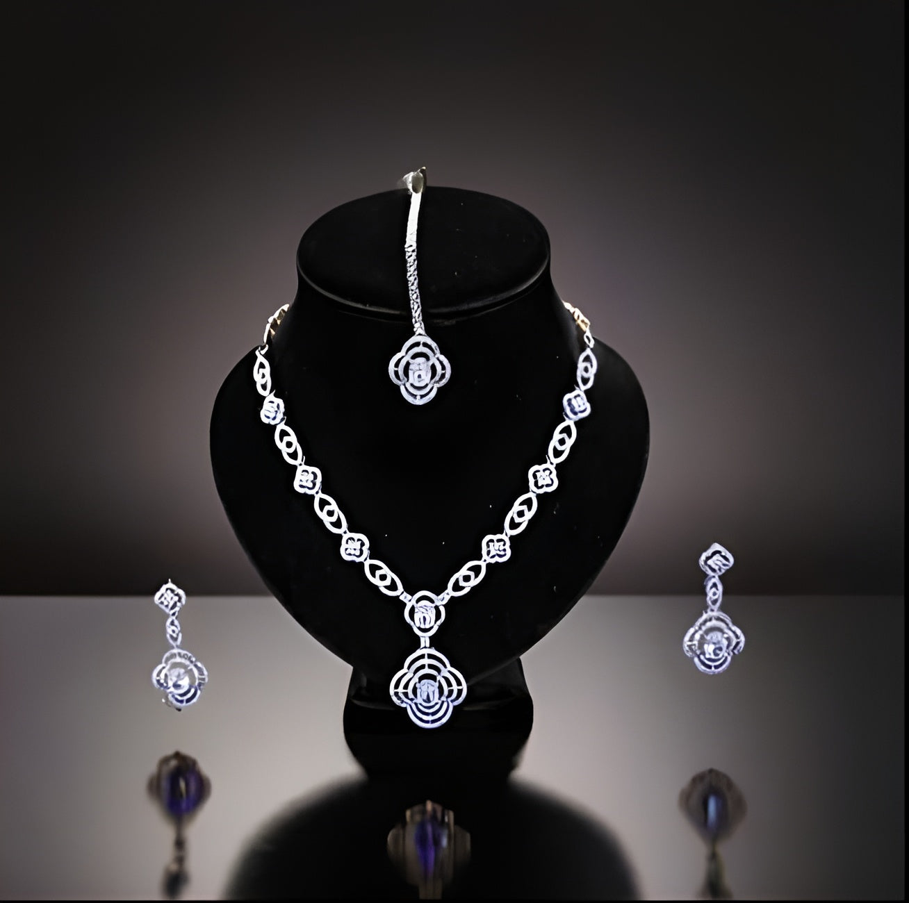 Luxury Diamond Studded Necklace with Floral Pendant | Bridal & Party Wear Jewellery