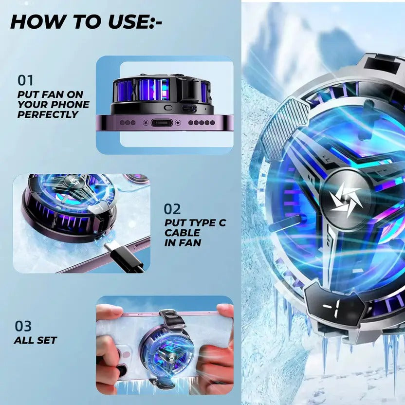 RGB Magnetic Round Mobile Cooler | Semiconductor Fast Cooling Fan for Gaming & Streaming