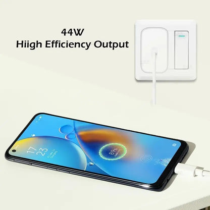 Fast Charging Mobile Charger with Type-C USB Cable | 44W Wall Adapter | Quick Charge Power Adapter for Smartphones & Tablets