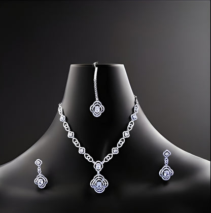 Luxury Diamond Studded Necklace with Floral Pendant | Bridal & Party Wear Jewellery