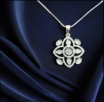 Trendy Floral Diamond Look Pendant with Chain | Festive & Casual Wear Jewellery