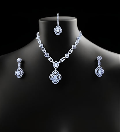 Luxury Diamond Studded Necklace with Floral Pendant | Bridal & Party Wear Jewellery