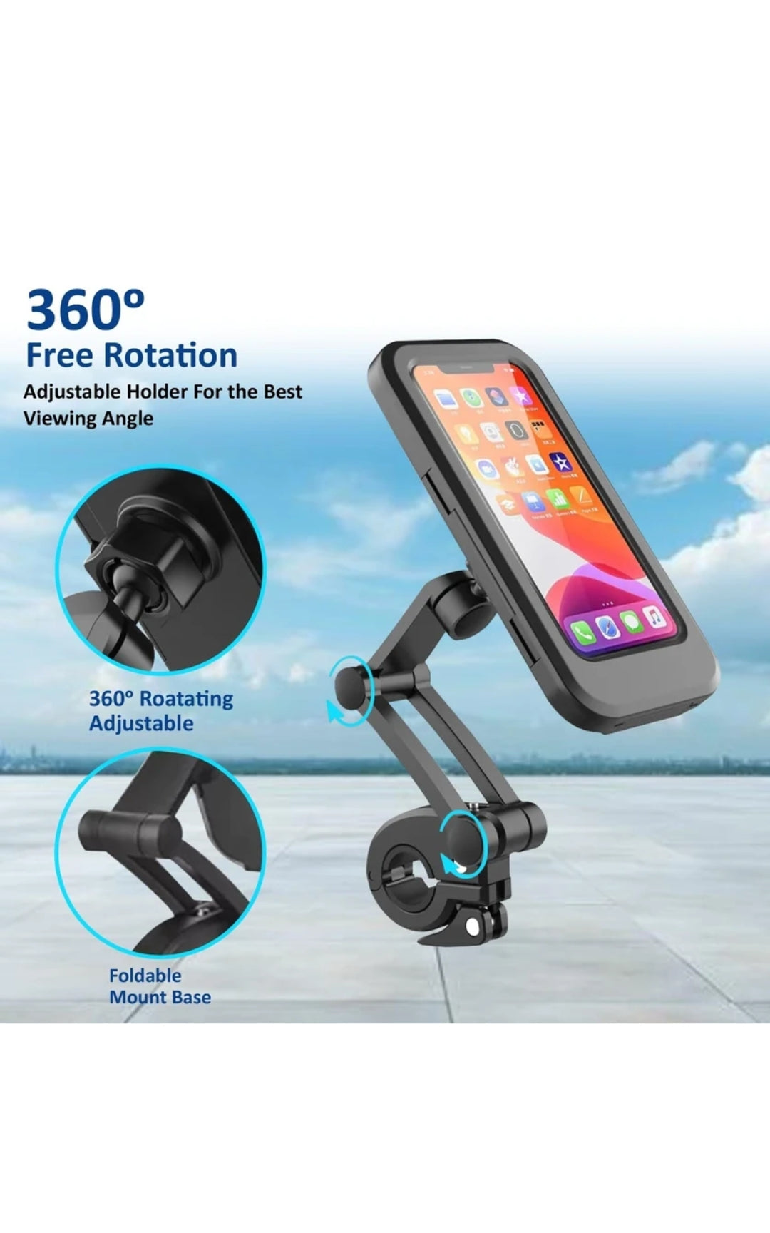 Waterproof Bike Mobile Holder | Universal Handlebar Mount | Touchscreen Compatible Case