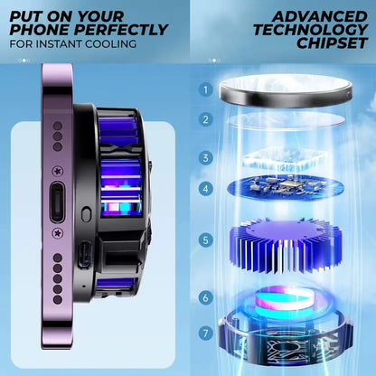 RGB Magnetic Round Mobile Cooler | Semiconductor Fast Cooling Fan for Gaming & Streaming