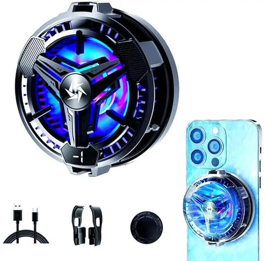 RGB Magnetic Round Mobile Cooler | Semiconductor Fast Cooling Fan for Gaming & Streaming