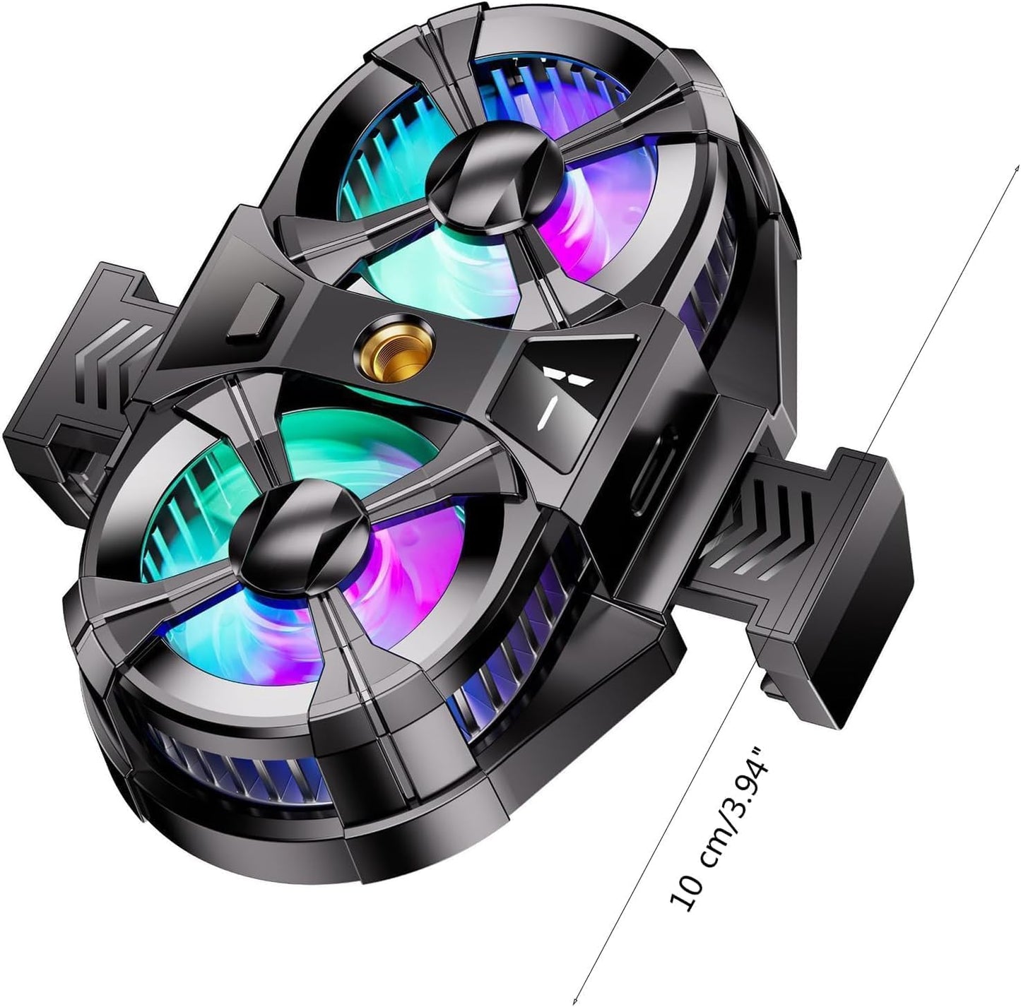 Dual Fan Semiconductor Mobile Cooler | Gaming Phone Radiator with Adjustable Stand & RGB Lighting