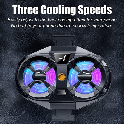 Dual Fan Semiconductor Mobile Cooler | Gaming Phone Radiator with Adjustable Stand & RGB Lighting