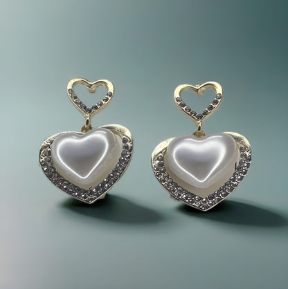 Stylish Heart-Shaped Pearl Earrings for Women & Girls | Elegant Party Wear Jewelry