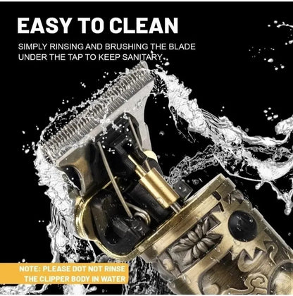 Vintage T9 Electric Hair & Beard Trimmer for Men | Golden Dragon Design, USB Rechargeable