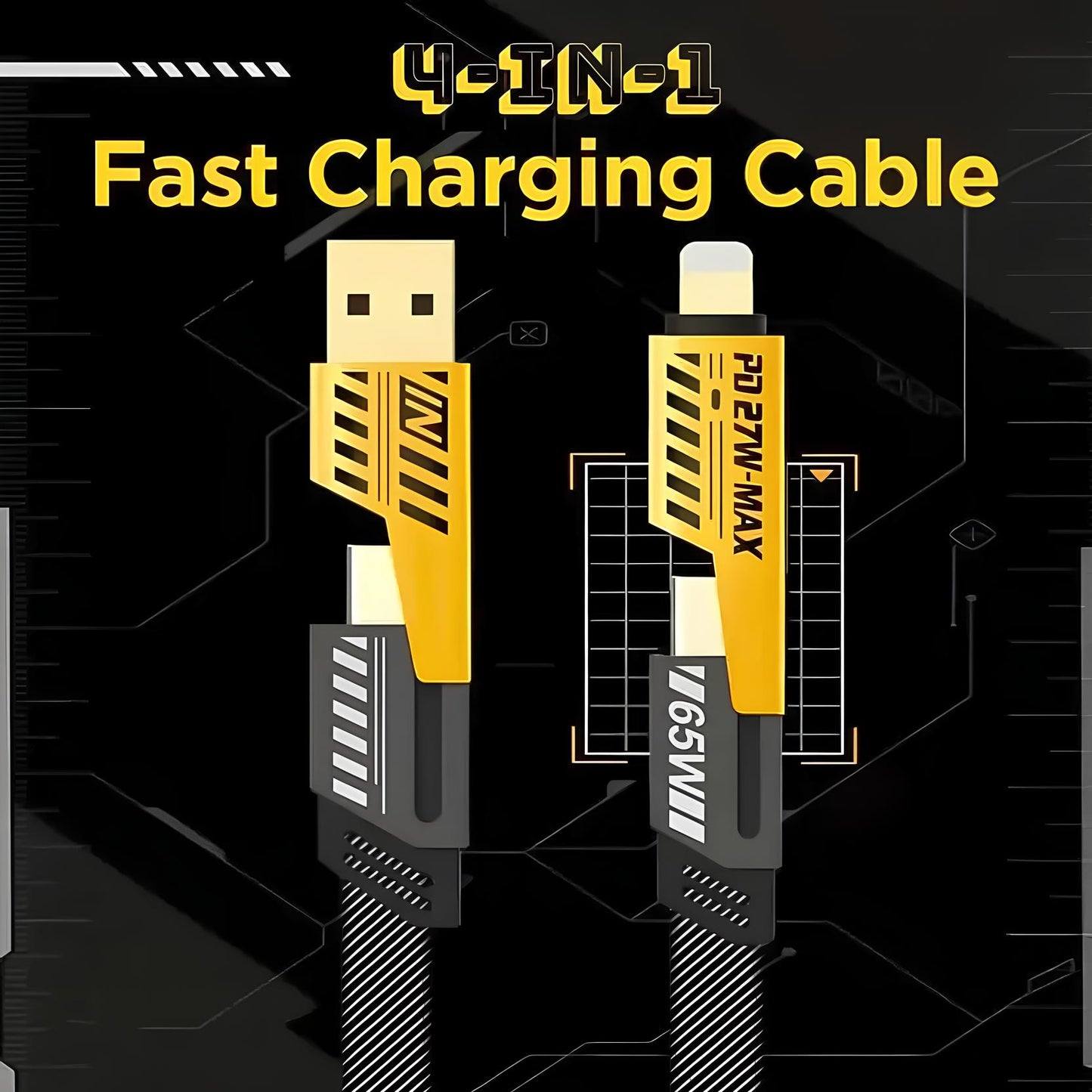 Braided 4-in-1 Multi-Connector USB Cable | Universal Compatibility  Description:
