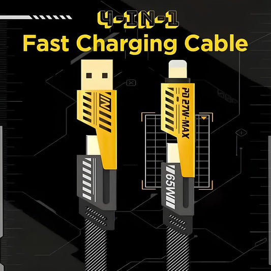 Braided 4-in-1 Multi-Connector USB Cable | Universal Compatibility  Description: