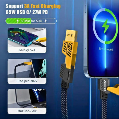 Braided 4-in-1 Multi-Connector USB Cable | Universal Compatibility  Description: