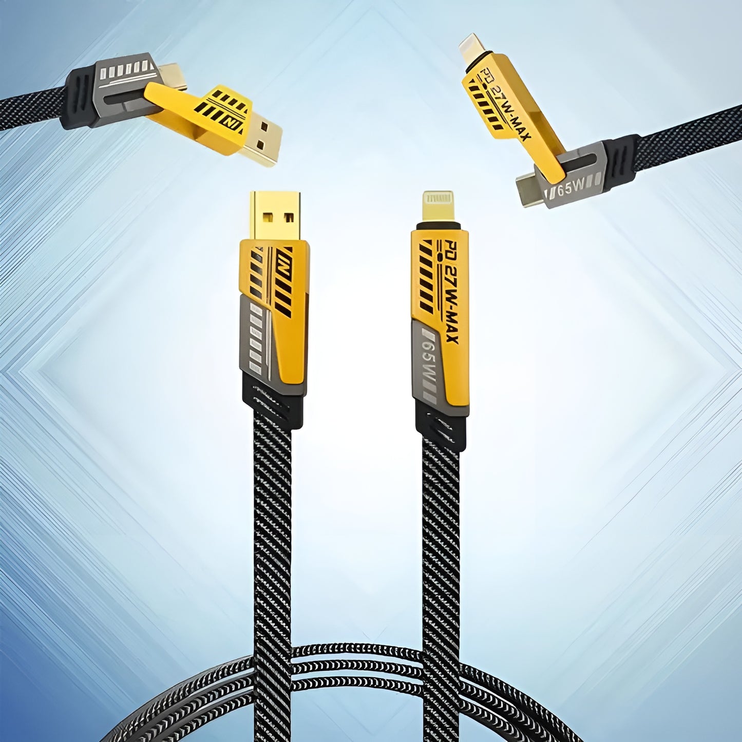Braided 4-in-1 Multi-Connector USB Cable | Universal Compatibility  Description: