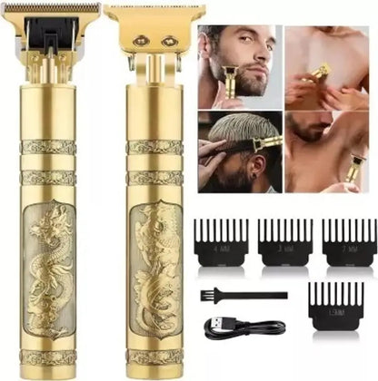 Vintage T9 Electric Hair & Beard Trimmer for Men | Golden Dragon Design, USB Rechargeable